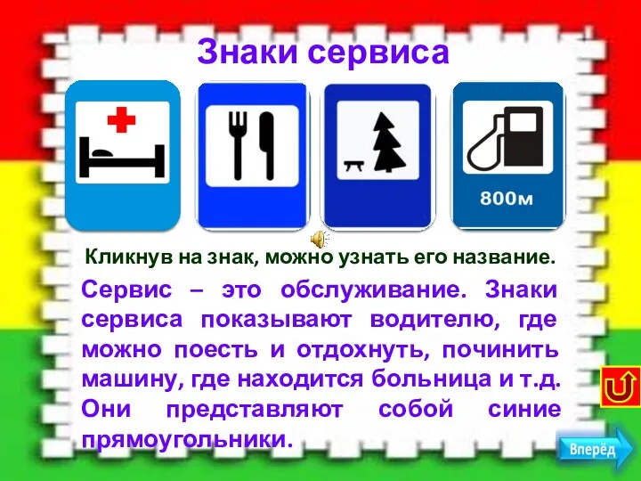 Знаки сервиса Пункт питания Сервис – это обслуживание. Знаки сервиса