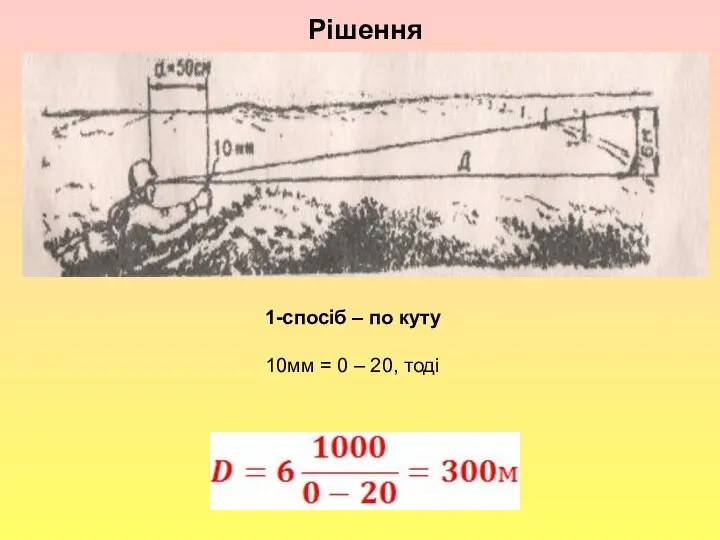 , Рішення 1-спосіб – по куту 10мм = 0 – 20, тоді