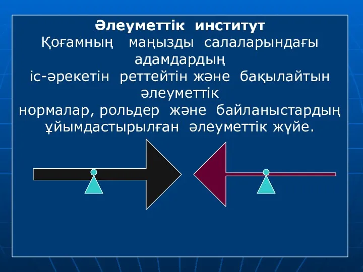 Әлеуметтік институт Қоғамның маңызды салаларындағы адамдардың іс-әрекетін реттейтін және бақылайтын