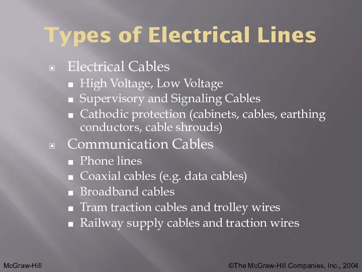 Types of Electrical Lines Electrical Cables High Voltage, Low Voltage Supervisory and Signaling