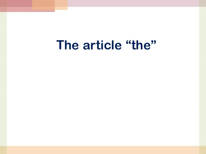 The article “the”