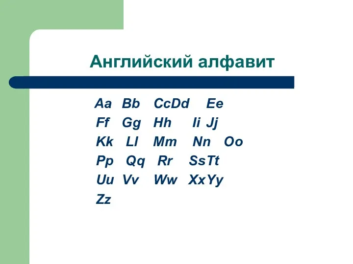 Английский алфавит Aa Bb Cc Dd Ee Ff Gg Hh