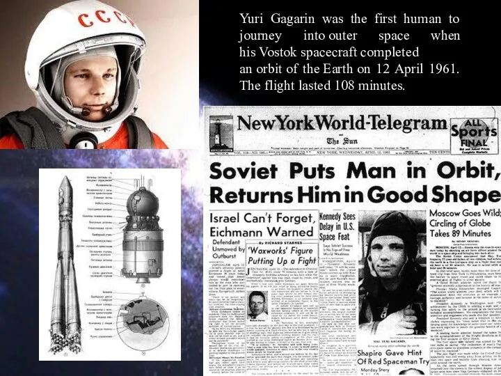 Yuri Gagarin was the first human to journey into outer