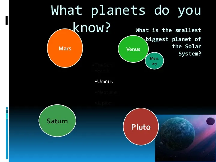 What planets do you know? What is the smallest \the