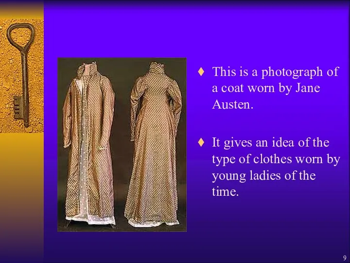 This is a photograph of a coat worn by Jane