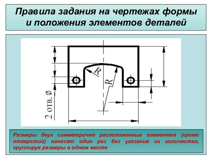 Правила задания на чертежах формы и положения элементов деталей Размеры