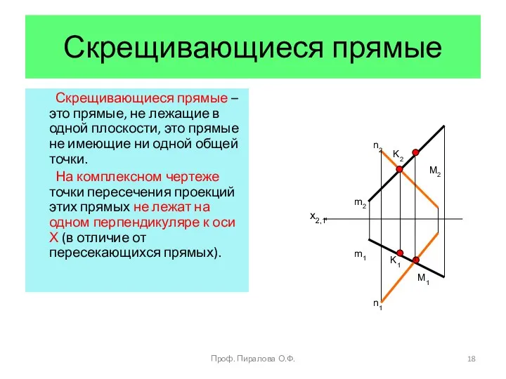 Скрещивающиеся прямые Скрещивающиеся прямые – это прямые, не лежащие в