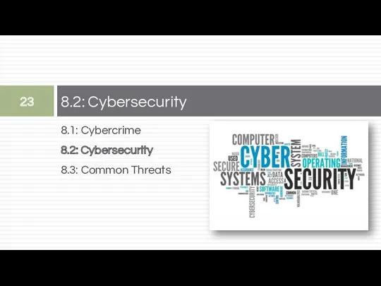 8.1: Cybercrime 8.2: Cybersecurity 8.3: Common Threats 8.2: Cybersecurity