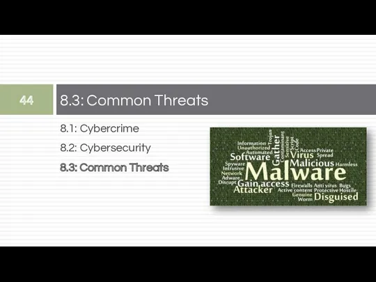 8.1: Cybercrime 8.2: Cybersecurity 8.3: Common Threats 8.3: Common Threats