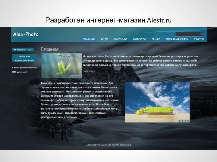 Разработан интернет-магазин Alestr.ru
