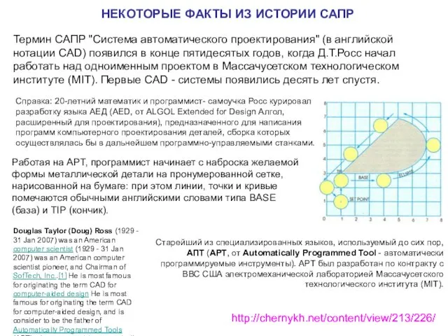 НЕКОТОРЫЕ ФАКТЫ ИЗ ИСТОРИИ САПР Термин САПР "Система автоматического проектирования"