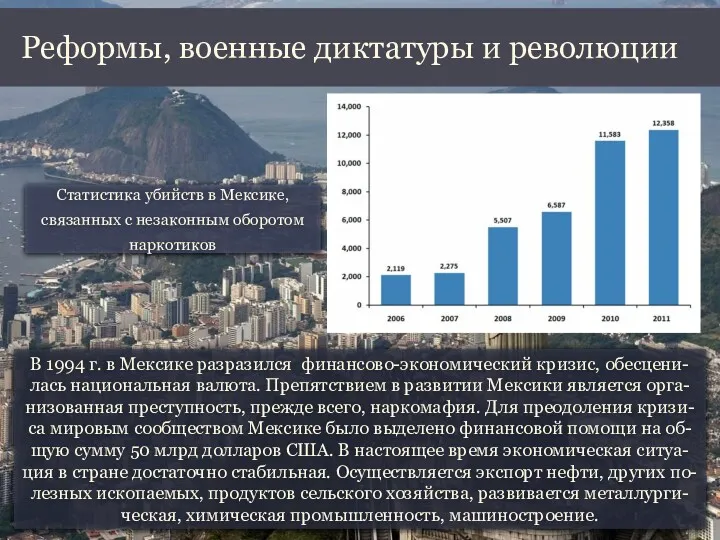 В 1994 г. в Мексике разразился финансово-экономический кризис, обесцени-лась национальная