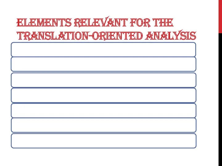 ELEMENTS RELEVANT FOR THE TRANSLATION-ORIENTED ANALYSIS