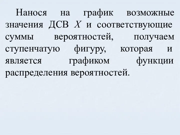 Нанося на график возможные значения ДСВ X и соответствующие суммы