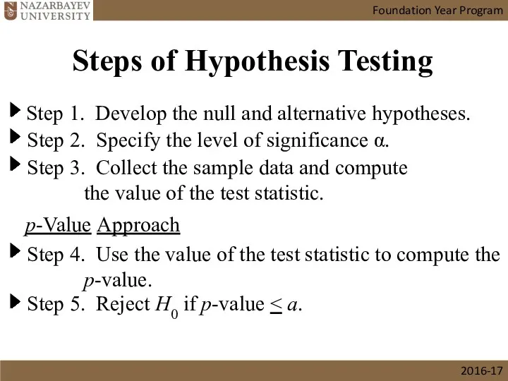 Step 1. Develop the null and alternative hypotheses. Step 2.