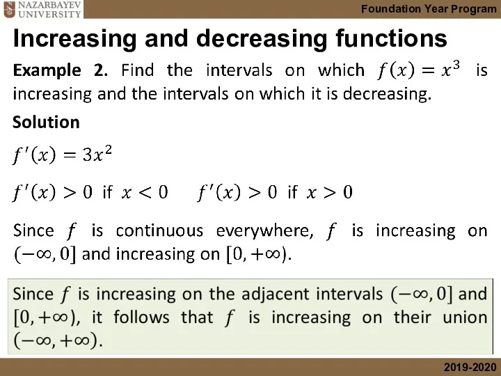 Increasing and decreasing functions Solution