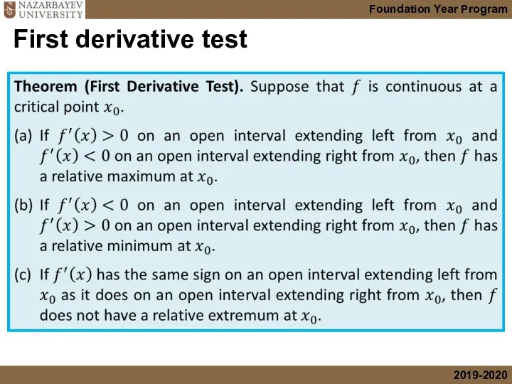 First derivative test