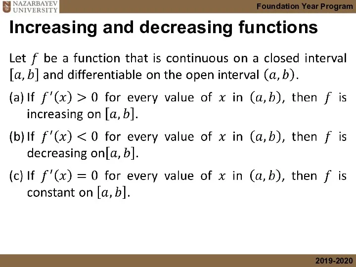 Increasing and decreasing functions