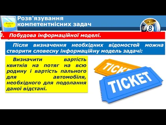 Розв'язування компетентнісних задач Побудова інформаційної моделі. Після визначення необхідних відомостей