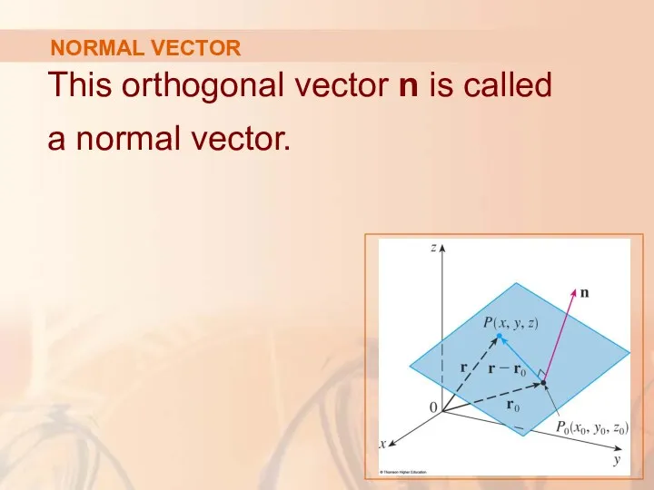 NORMAL VECTOR This orthogonal vector n is called a normal vector.