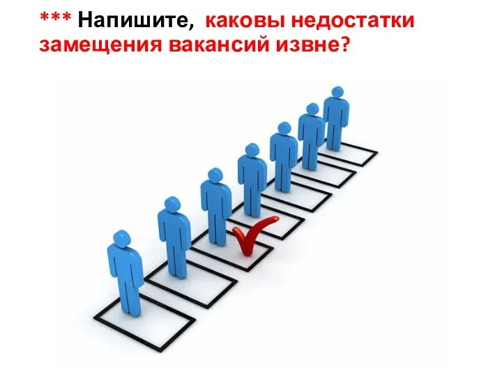 *** Напишите, каковы недостатки замещения вакансий извне?