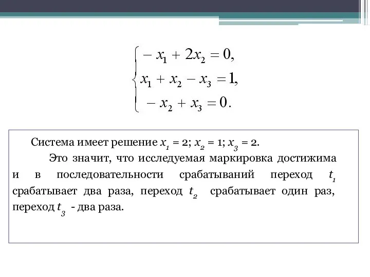 Система имеет решение x1 = 2; x2 = 1; x3