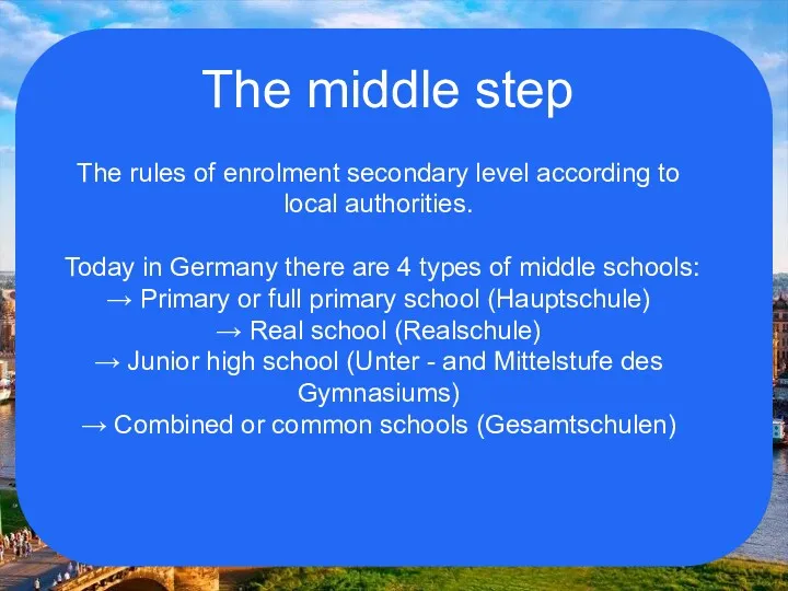 The middle step The rules of enrolment secondary level according to local authorities.