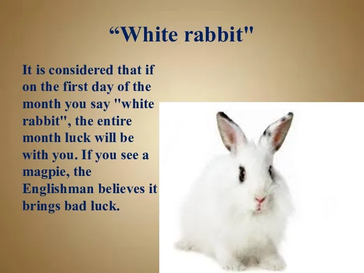 “White rabbit" It is considered that if on the first