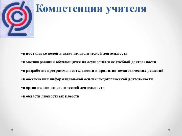 Компетенции учителя в постановке целей и задач педагогической деятельности в