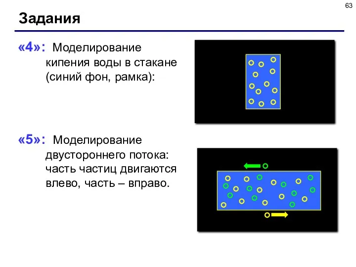 Задания «4»: Моделирование кипения воды в стакане (синий фон, рамка):