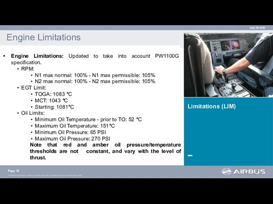 Limitations (LIM) Engine Limitations Page Engine Limitations: Updated to take into account PW1100G