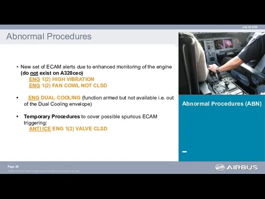 Abnormal Procedures (ABN) Abnormal Procedures New set of ECAM alerts due to enhanced