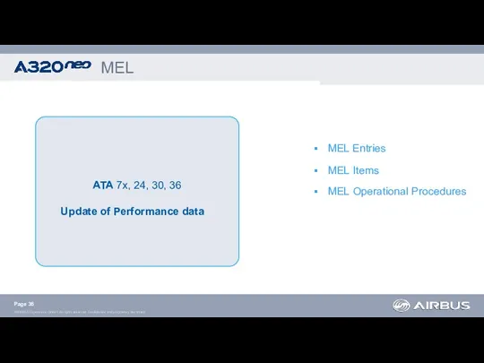 MEL ATA 7x, 24, 30, 36 Update of Performance data MEL Entries MEL