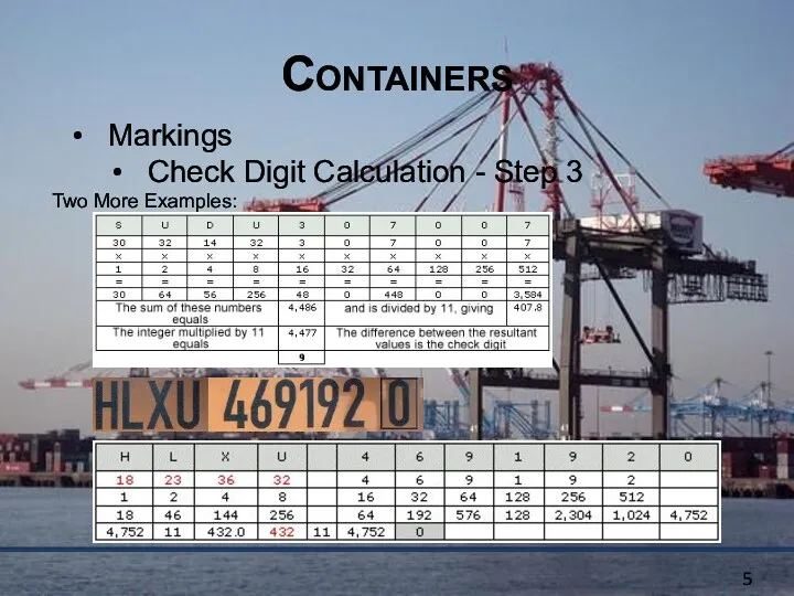 Containers Markings Check Digit Calculation - Step 3 Two More Examples: