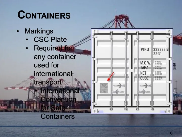 Containers Markings CSC Plate Required for any container used for