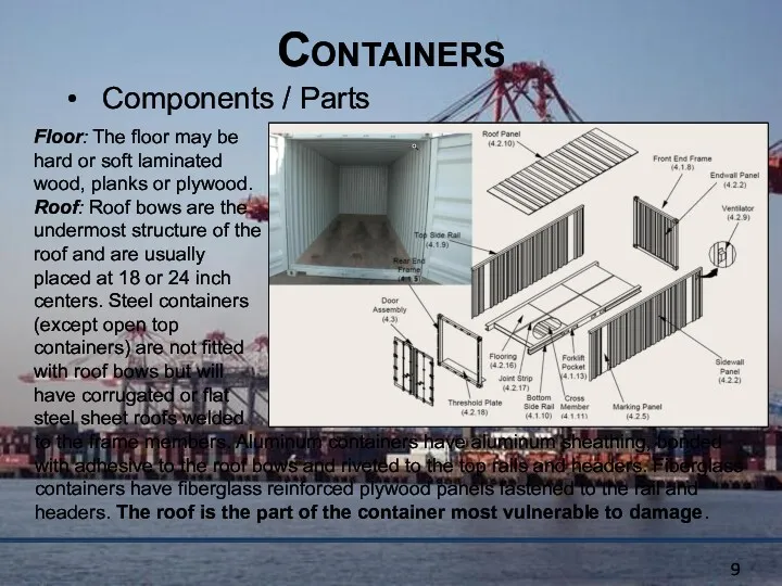 Containers Components / Parts Floor: The floor may be hard