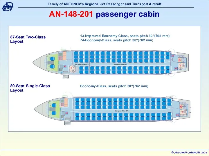 13-Improved Economy Class, seats pitch 30“(762 mm) 74-Economy-Class, seats pitch