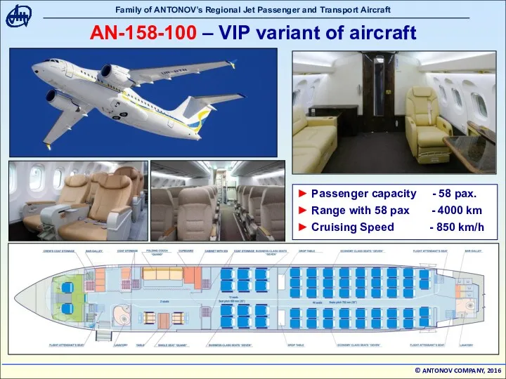 AN-158-100 – VIP variant of aircraft ► Passenger capacity -