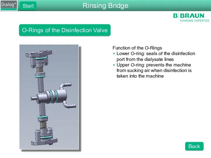 O-Rings of the Disinfection Valve Function of the O-Rings Lower O-ring: seals of