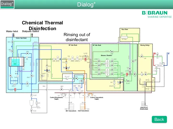 Chemical Thermal Disinfection Rinsing out of disinfectant Dialog+ Back