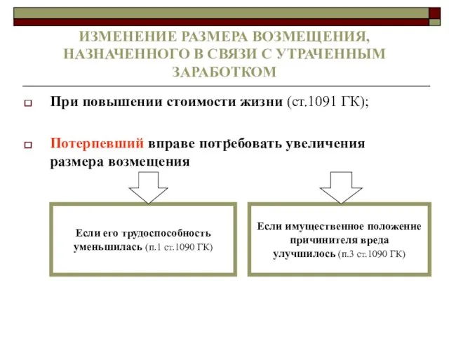 ИЗМЕНЕНИЕ РАЗМЕРА ВОЗМЕЩЕНИЯ, НАЗНАЧЕННОГО В СВЯЗИ С УТРАЧЕННЫМ ЗАРАБОТКОМ При