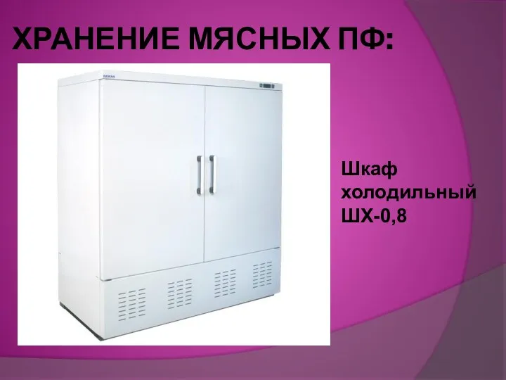 ХРАНЕНИЕ МЯСНЫХ ПФ: Шкаф холодильный ШХ-0,8