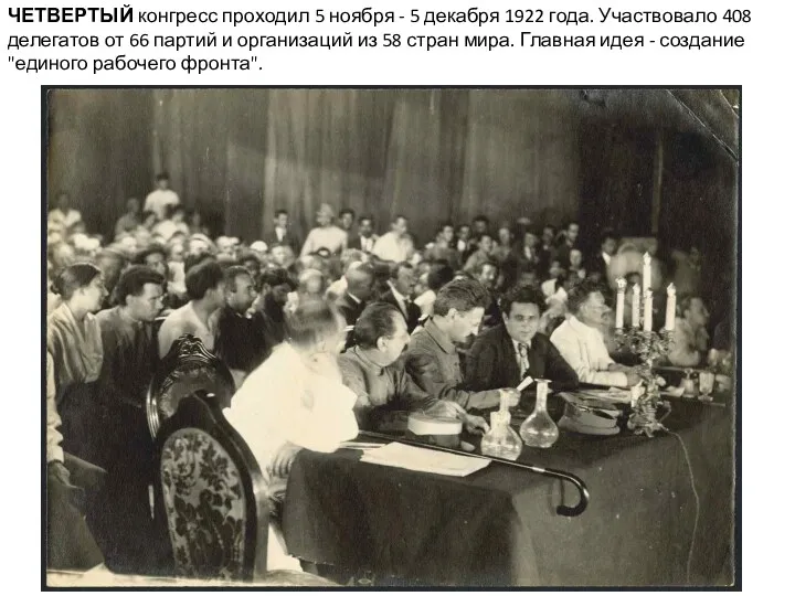 ЧЕТВЕРТЫЙ конгресс проходил 5 ноября - 5 декабря 1922 года.