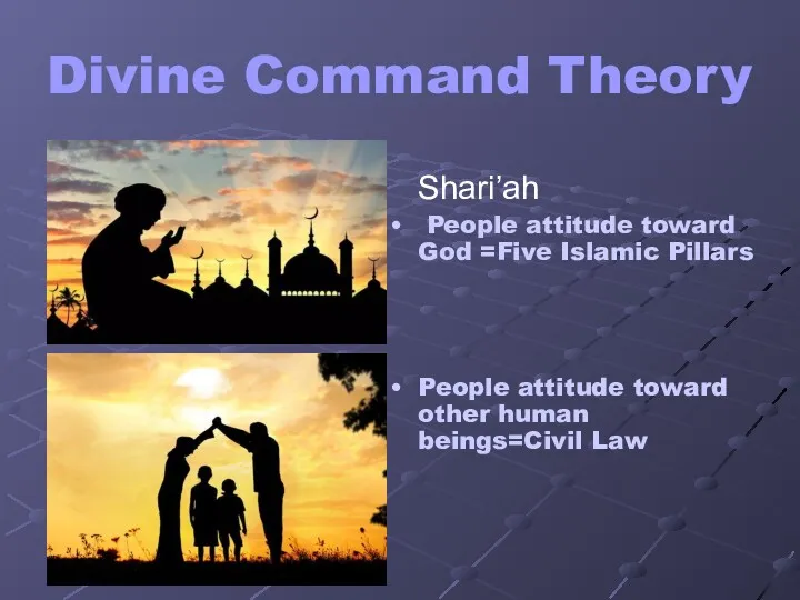 Divine Command Theory Shari’ah People attitude toward God =Five Islamic