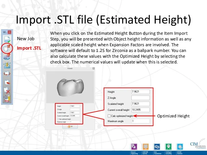 Import .STL file (Estimated Height) When you click on the
