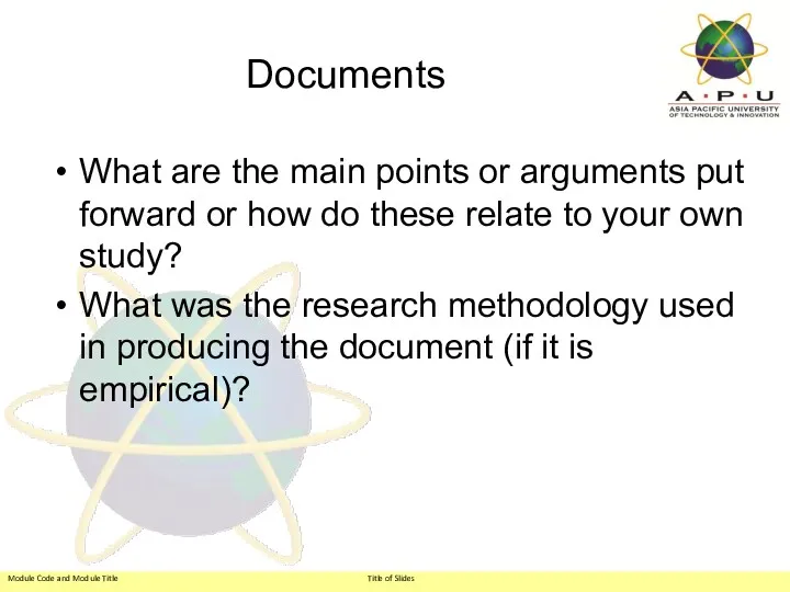 Documents What are the main points or arguments put forward