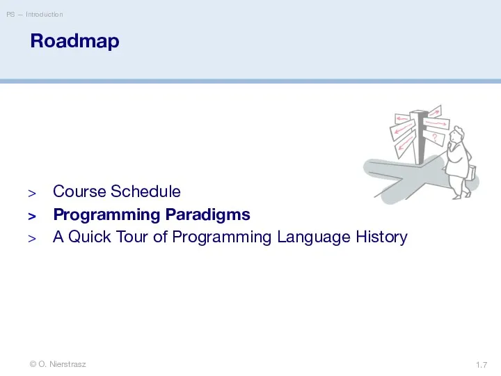 © O. Nierstrasz PS — Introduction 1. Roadmap Course Schedule