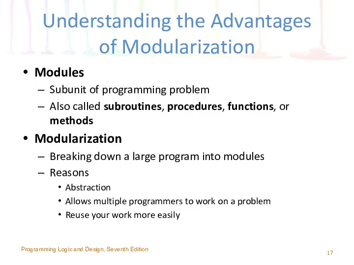 Understanding the Advantages of Modularization Modules Subunit of programming problem