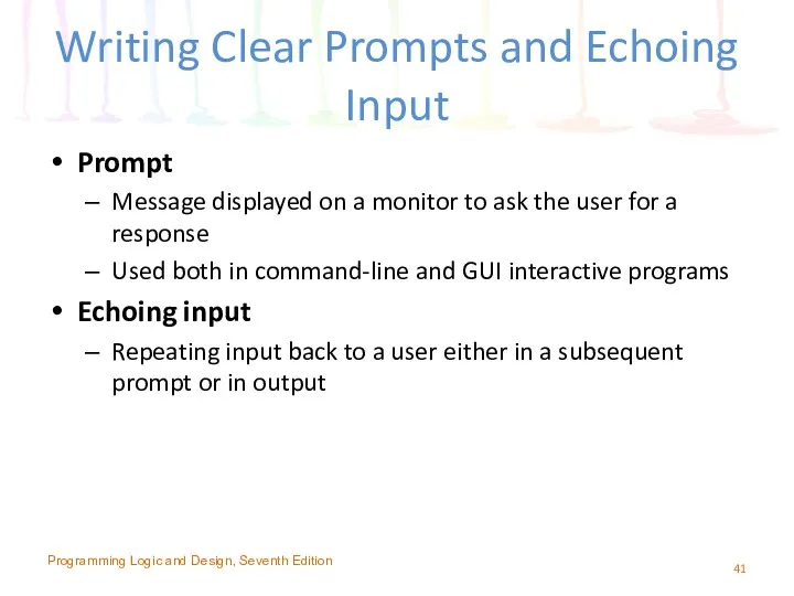 Writing Clear Prompts and Echoing Input Prompt Message displayed on