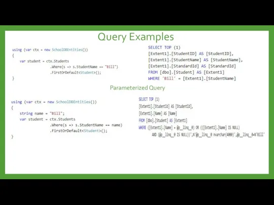 Query Examples Parameterized Query
